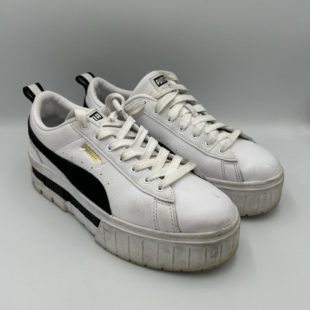 Puma Shoes Womens 8 Casual Platform Sneakers White Leather Low‎ Lace Up
